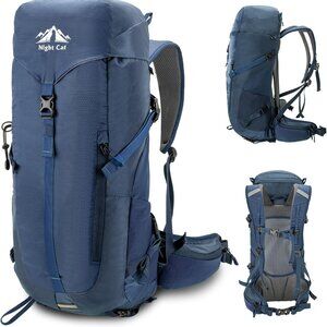 Night Cat Internal-frame Hiking Backpack: 30L Camping Blue Backpack